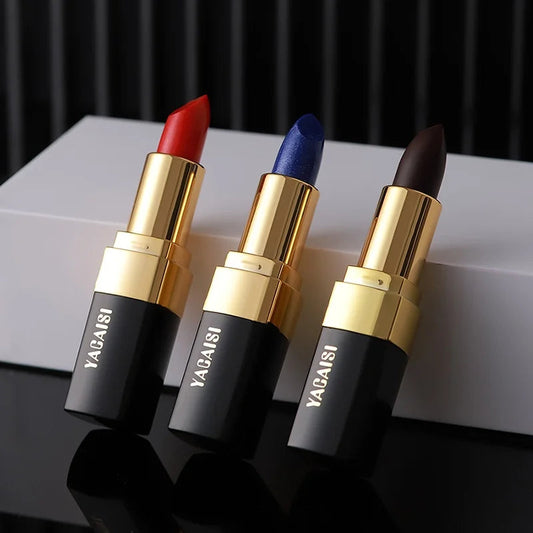 Ya Caisi Gold Mineral Lipstick Color-Changing Gradient Warm Red Black Rose Cream Formula Waterproof Festival Stage Makeup Mi tienda