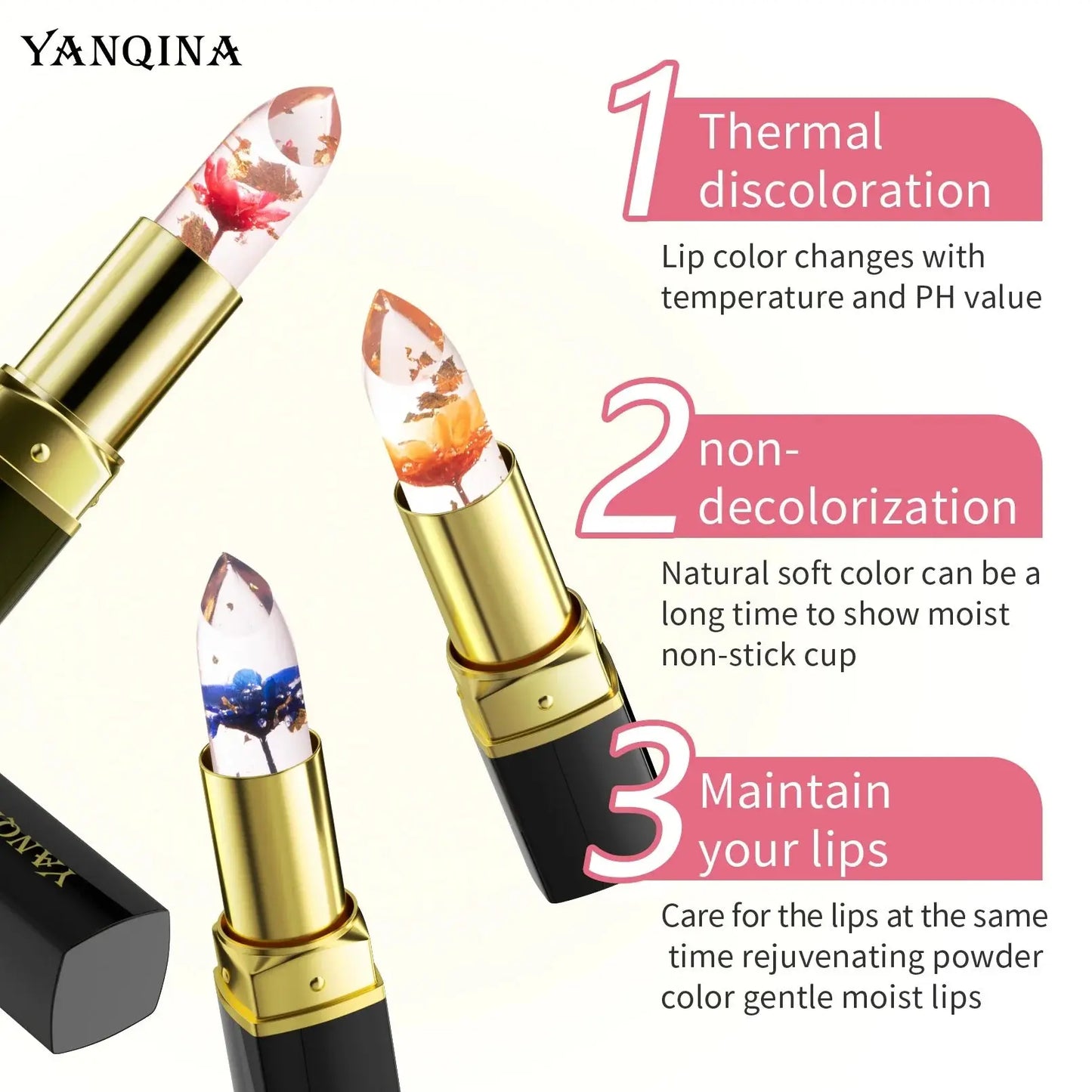 For YANQINA Warm Gradient Lipstick Transparent Lip Balm Moisturizing Color-Changing Fashionable Cross-Border Makeup Box Chemical Mi tienda