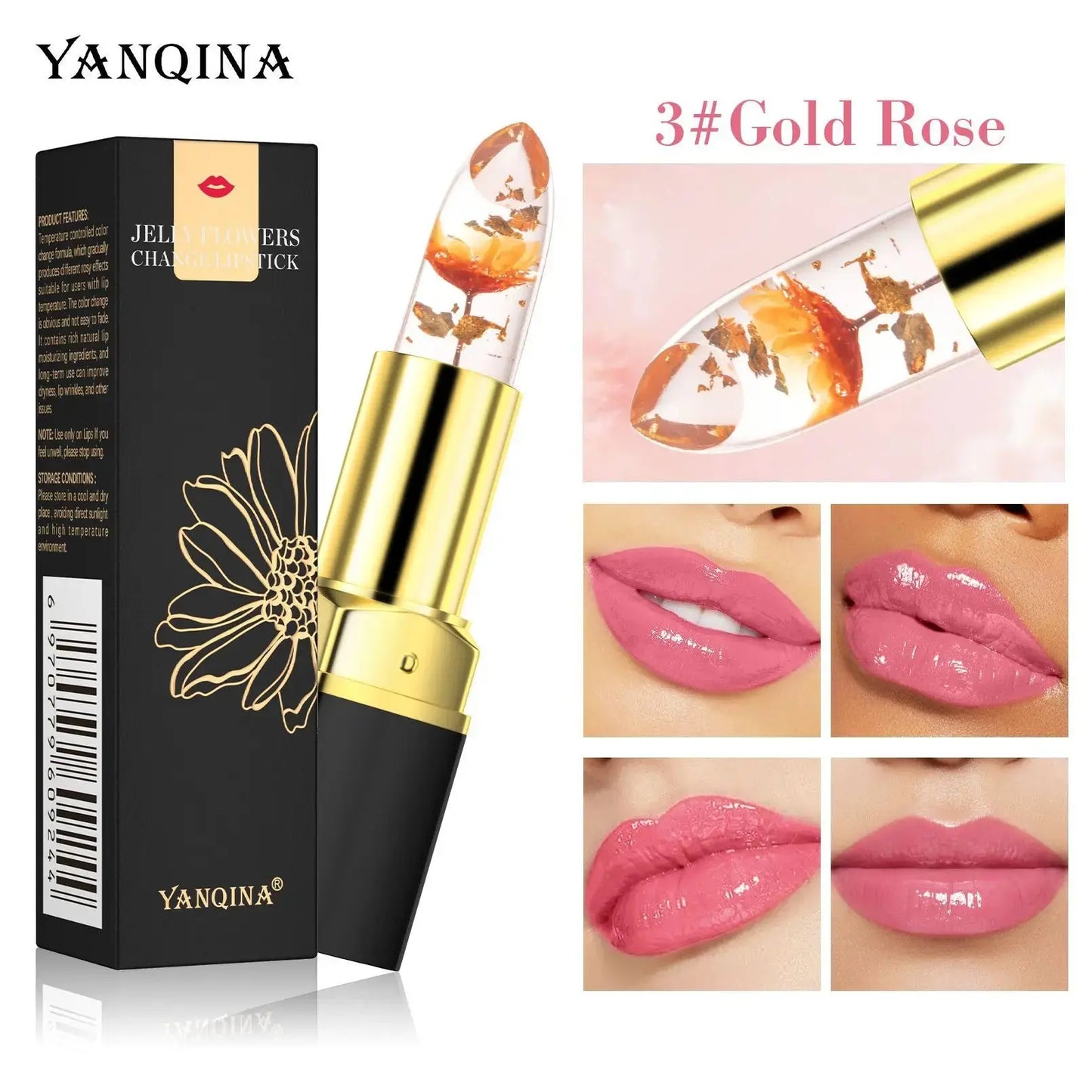 For YANQINA Warm Gradient Lipstick Transparent Lip Balm Moisturizing Color-Changing Fashionable Cross-Border Makeup Box Chemical Mi tienda